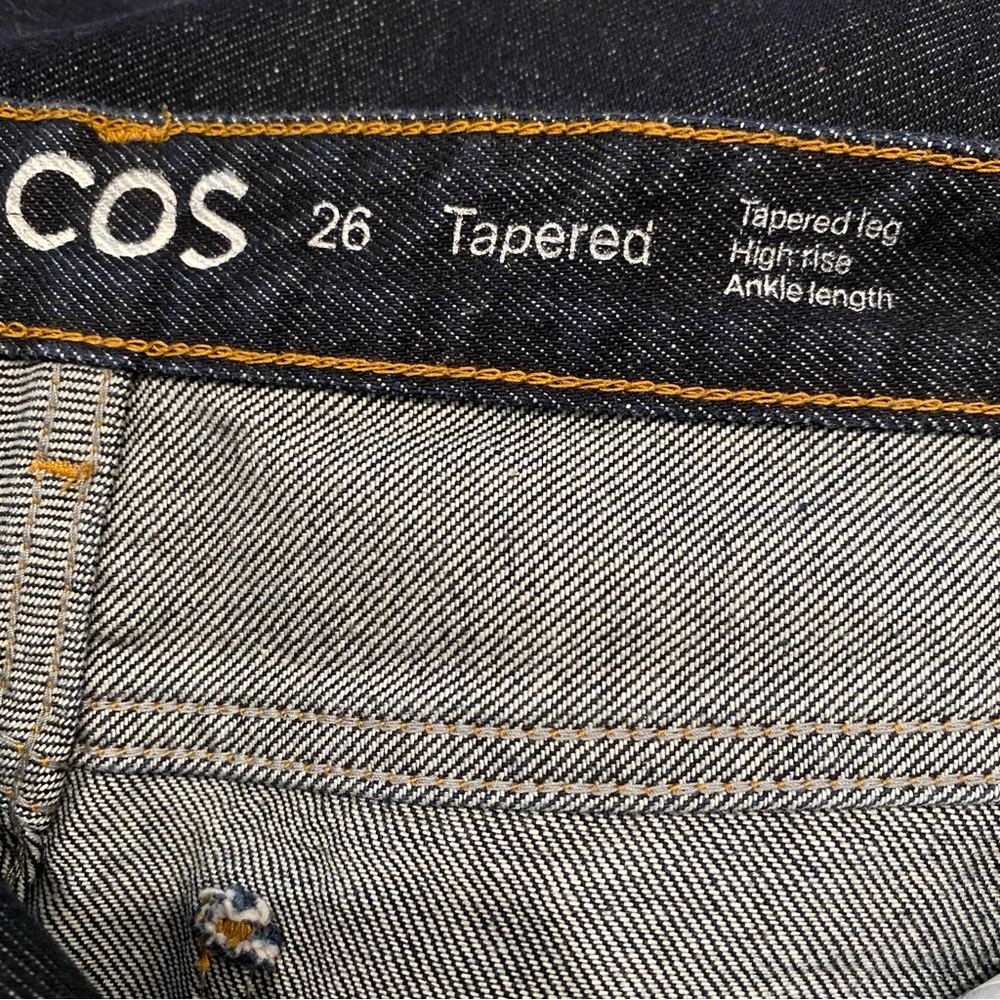 COS Tapered Leg High Rise Ankle Length Jeans, Dark Indigo, Sz 26